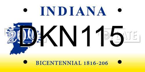 DKN115 Indiana License Plate