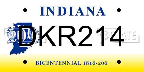 DKR214 Indiana License Plate