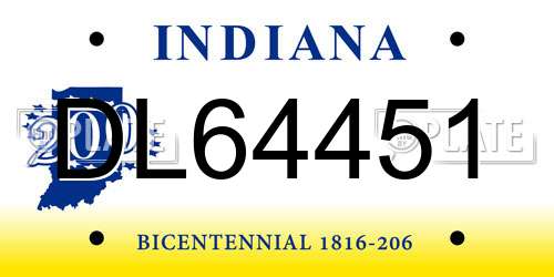 DL64451 Indiana License Plate