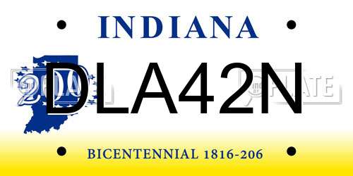 DLA42N Indiana License Plate