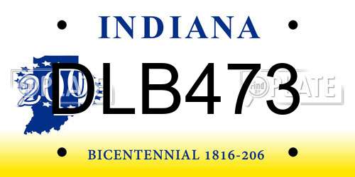 DLB473 Indiana License Plate