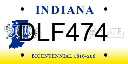 DLF474 Indiana License Plate