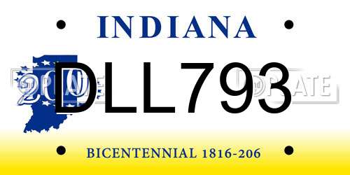 DLL793 Indiana License Plate
