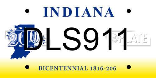 DLS911 Indiana License Plate