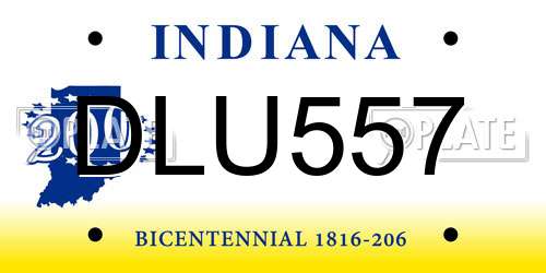 DLU557 Indiana License Plate