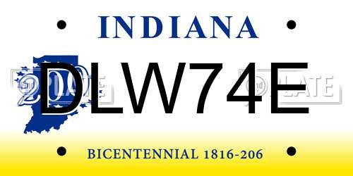 DLW74E Indiana License Plate