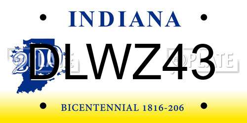 DLWZ43 Indiana License Plate