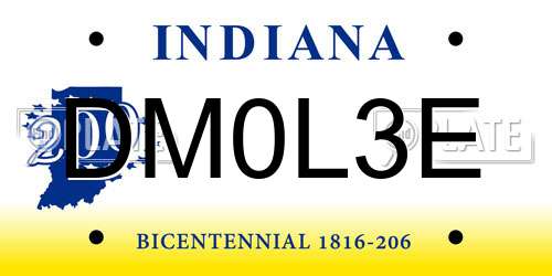 DM0L3E Indiana License Plate