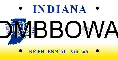 DMBBOWA Indiana License Plate