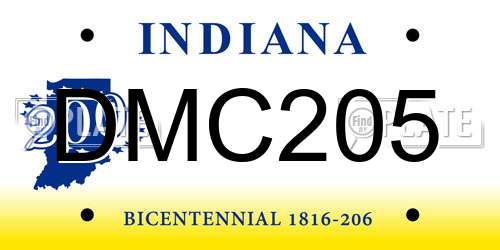 DMC205 Indiana License Plate