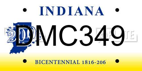 DMC349 Indiana License Plate