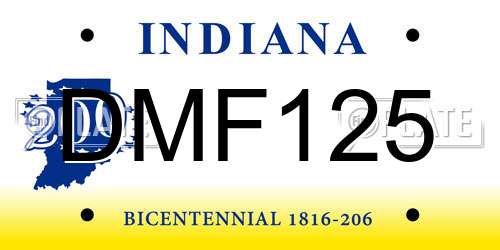 DMF125 Indiana License Plate