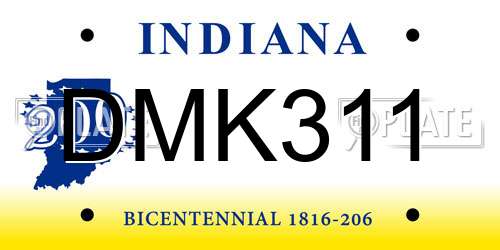 DMK311 Indiana License Plate