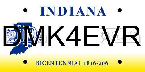 DMK4EVR Indiana License Plate