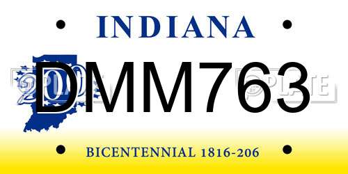 DMM763 Indiana License Plate