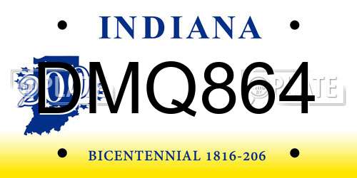 DMQ864 Indiana License Plate