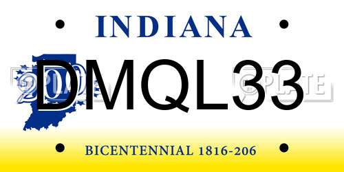 DMQL33 Indiana License Plate