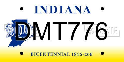 DMT776 Indiana License Plate