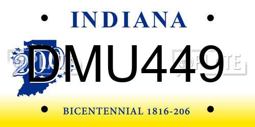 DMU449 Indiana License Plate