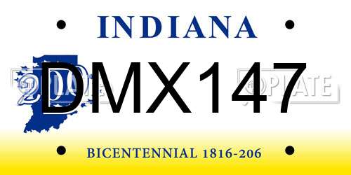 DMX147 Indiana License Plate