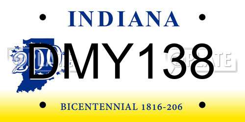 DMY138 Indiana License Plate