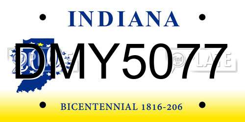 DMY5077 Indiana License Plate