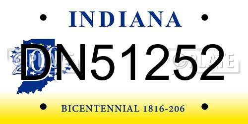 DN51252 Indiana License Plate
