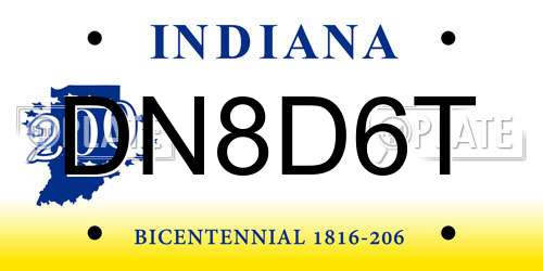 DN8D6T Indiana License Plate