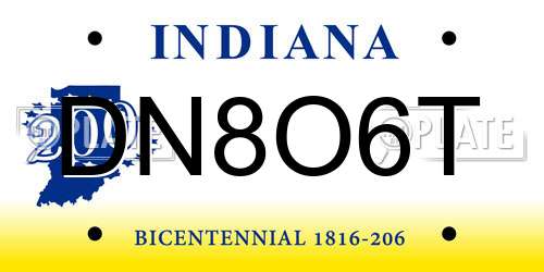 DN8O6T Indiana License Plate