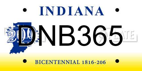DNB365 Indiana License Plate