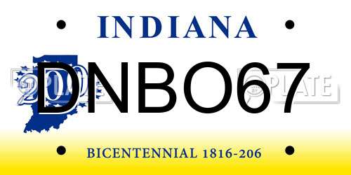 DNBO67 Indiana License Plate
