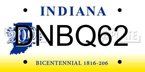 DNBQ62 Indiana License Plate
