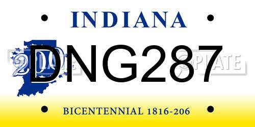 DNG287 Indiana License Plate