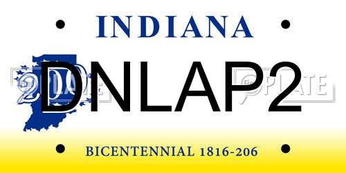 DNLAP2 Indiana License Plate