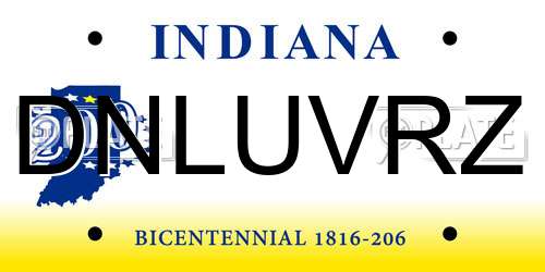 DNLUVRZ Indiana License Plate