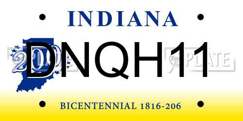 DNQH11 Indiana License Plate