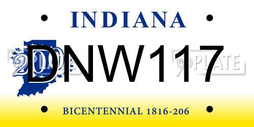DNW117 Indiana License Plate