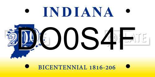 DO0S4F Indiana License Plate