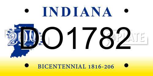 DO1782 Indiana License Plate