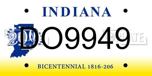 DO9949 Indiana License Plate