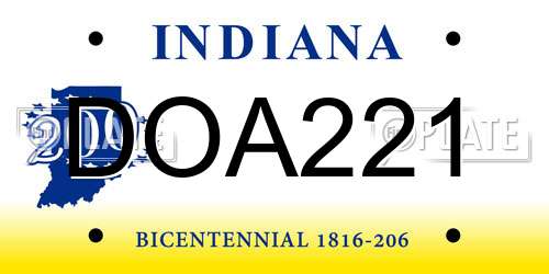 DOA221 Indiana License Plate