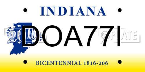 DOA77I Indiana License Plate