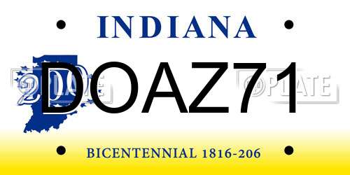 DOAZ71 Indiana License Plate