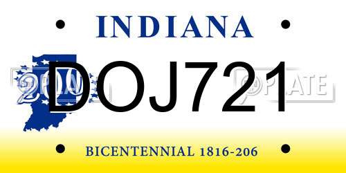 DOJ721 Indiana License Plate