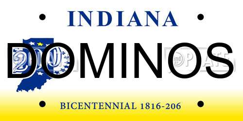 DOMINOS Indiana License Plate