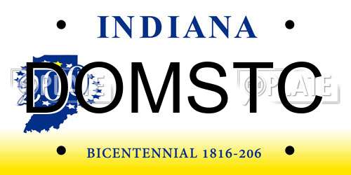 DOMSTC Indiana License Plate