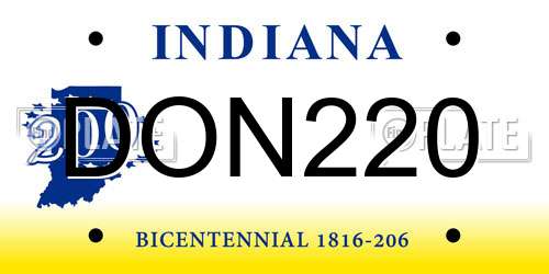 DON220 Indiana License Plate