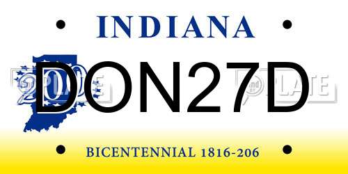 DON27D Indiana License Plate