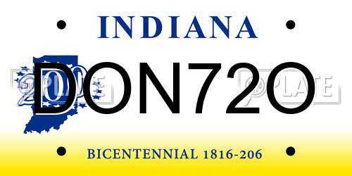 DON72O Indiana License Plate