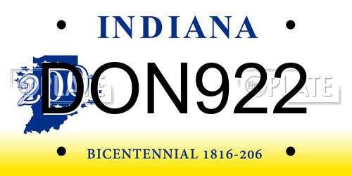 DON922 Indiana License Plate